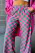 'Lola' Checkered Wide Leg Pants - Celes Fashion